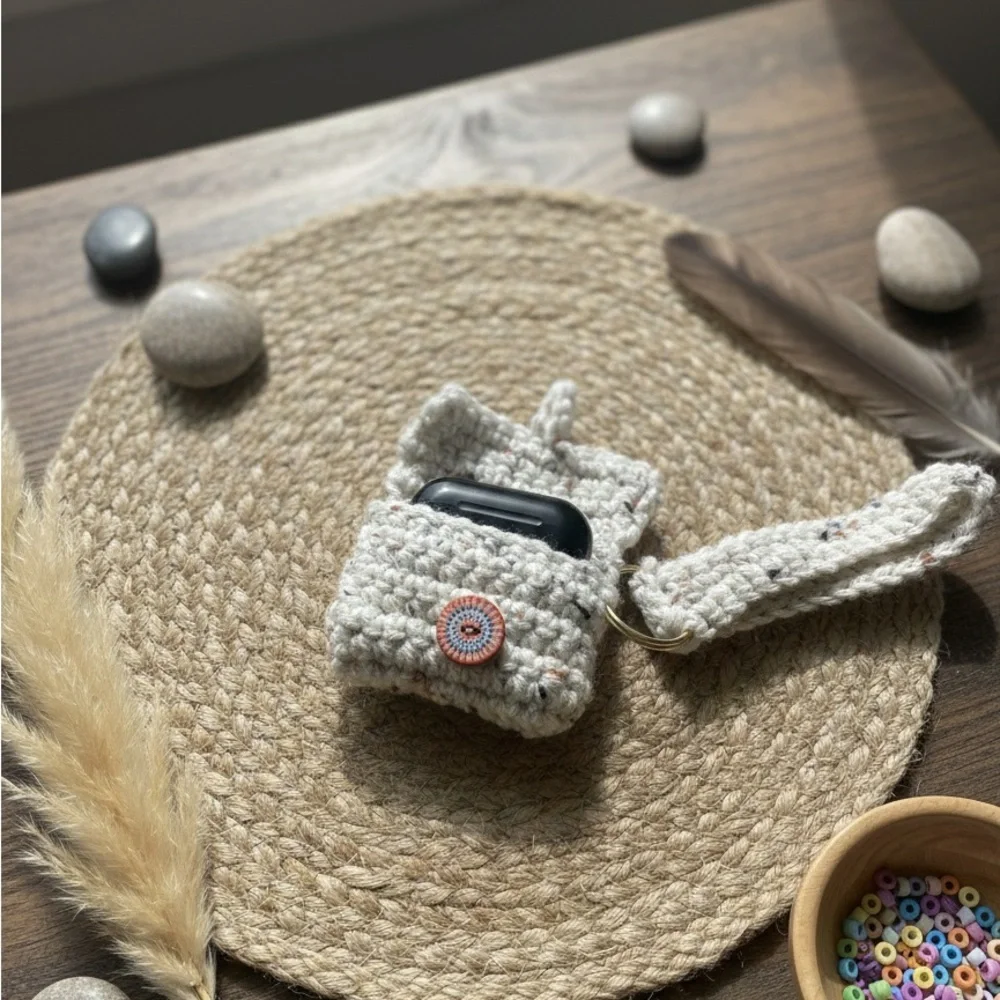 Handmade Crochet Tablet Case - Cream